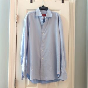 Isaiah Napoli Men's Dress Shirt Blue 16 1/2/42 100% Cotton